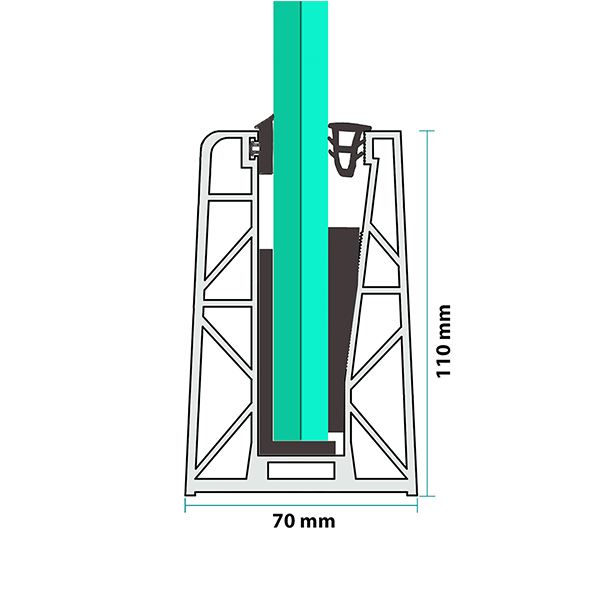 Profil aluminiu balustrade sticlă GP-55-PREMIUM anodizat